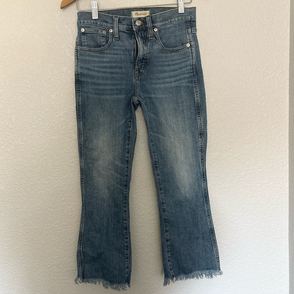 Vintage Madewell Demi Bootcut Fray Jeans in Classic Blue